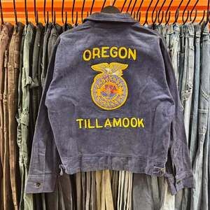 Vintage 80s FFA Jacket Tillamook Oregon Chain Stitched Corduroy - Large